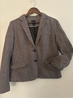 GAP Herringbone Wool Brown Tailored Blazer